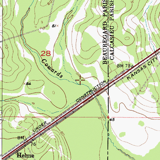 Topographic Map of Beefpen Gully, LA