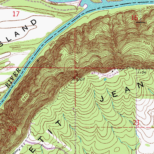 Topographic Map of Petit Jean Mountain, AR