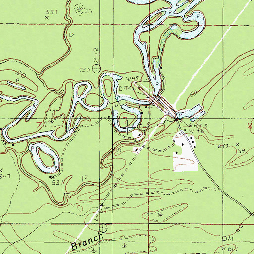 Topographic Map of Bivens Branch, LA