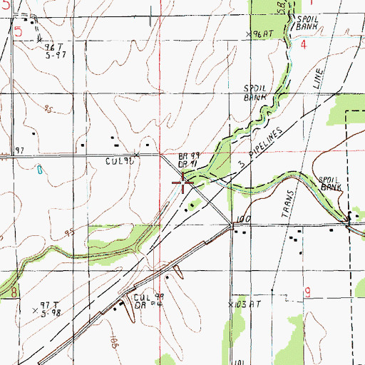 Topographic Map of Caney Glade Bayou, LA