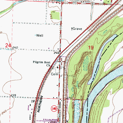 Topographic Map of Pilgrim Rest Church, AR