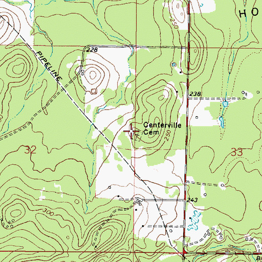 Topographic Map of Centerville Cemetery, LA