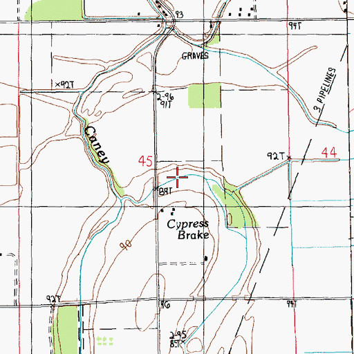 Topographic Map of Cypress Brake, LA