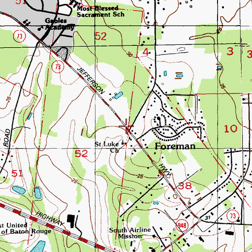 Topographic Map of Foreman, LA