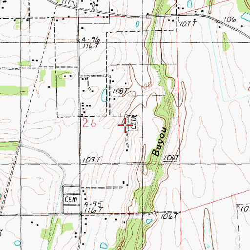 Topographic Map of Forest Cemetery, LA