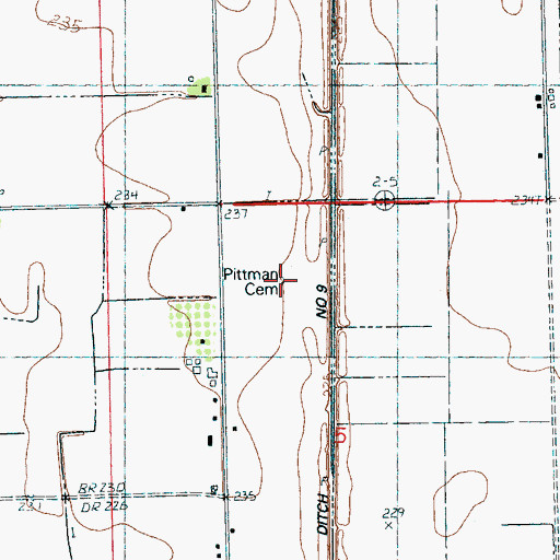 Topographic Map of Pittman Cemetery, AR