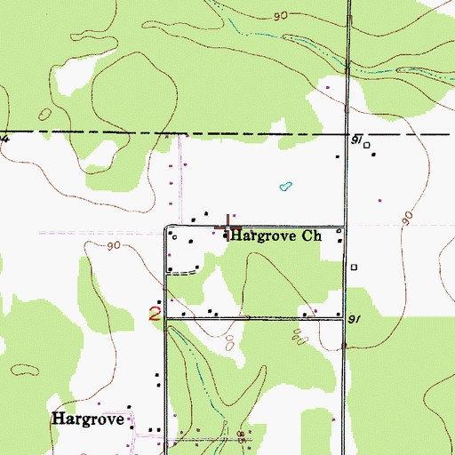 Topographic Map of Hargrove Church, LA
