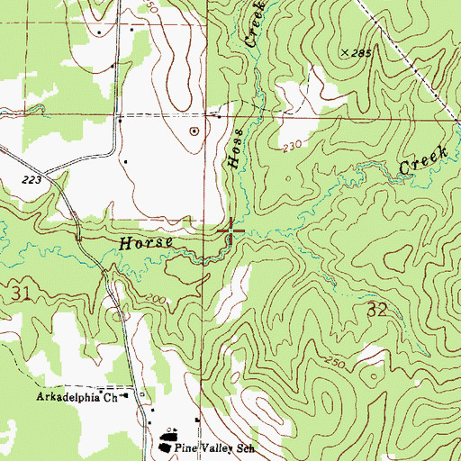 Topographic Map of Hoss Creek, LA