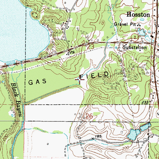Topographic Map of Hosston Oil and Gas Field, LA