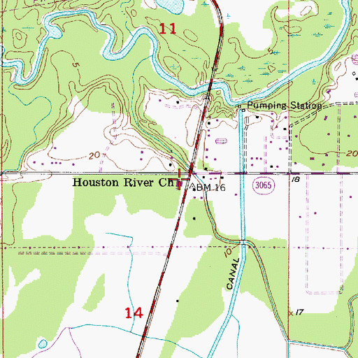 Topographic Map of Houston River Church, LA