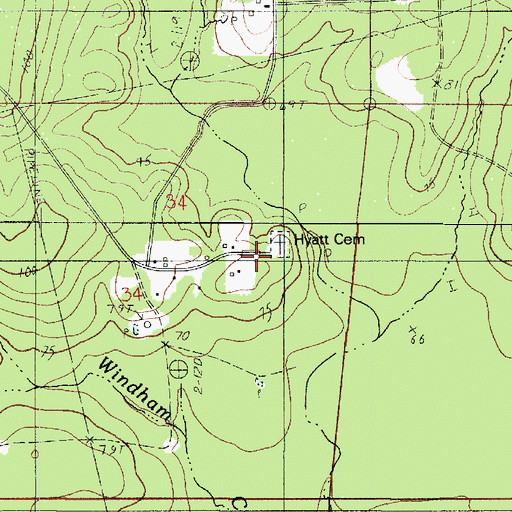 Topographic Map of Hyatt Cemetery, LA