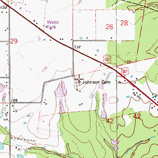 Topographic Map of Johnson Cemetery, LA