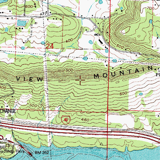 Topographic Map of Pleasant View Mountain, AR