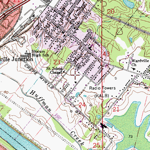 Topographic Map of Lakeside School, LA