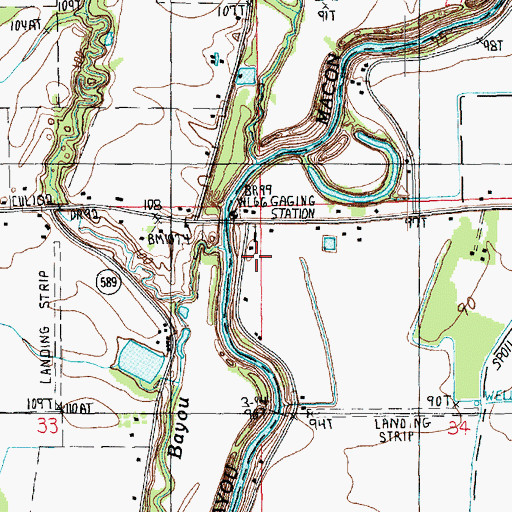 Topographic Map of Lanes Ferry Church, LA