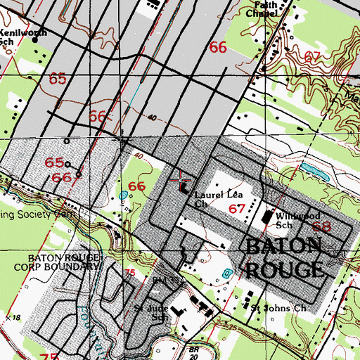 Topographic Map of Laurel Lea Church, LA