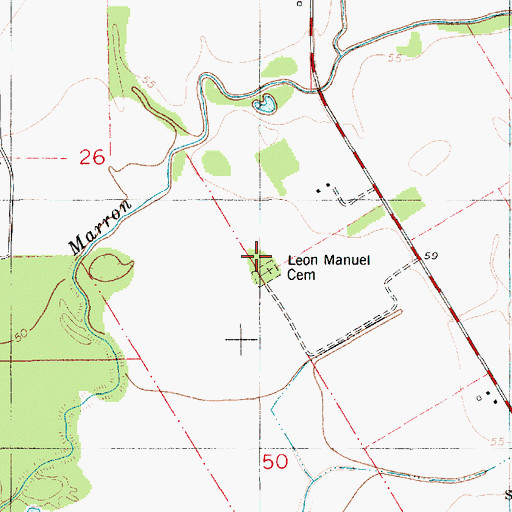 Topographic Map of Leon Manuel Cemetery, LA