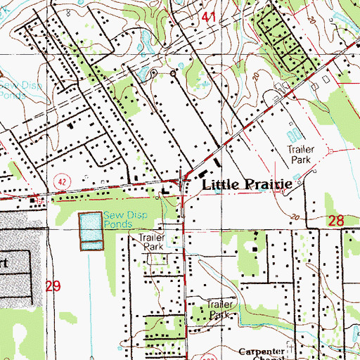 Topographic Map of Little Prairie, LA