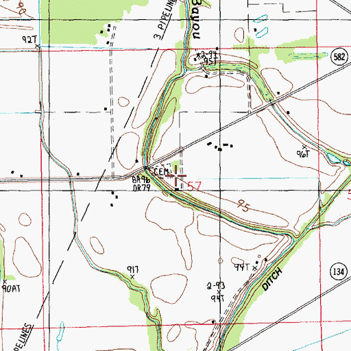 Topographic Map of Lone Star Cemetery, LA