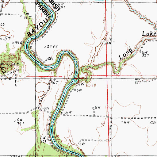Topographic Map of Long Lake Bayou, LA