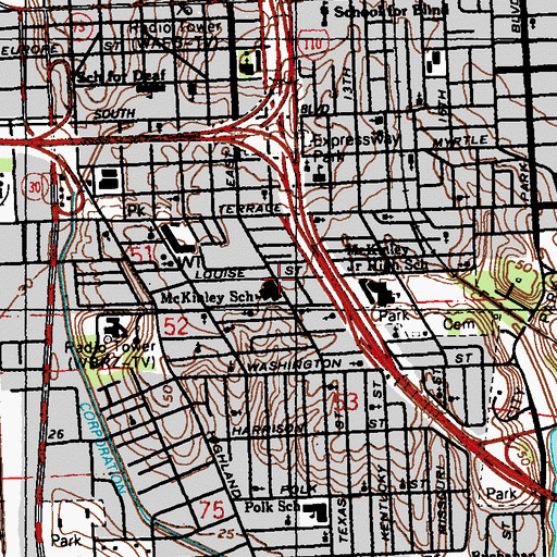 Topographic Map of McKinley School (historical), LA