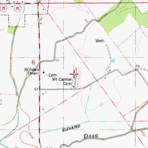 Topographic Map of Mount Carmel Cemetery, LA