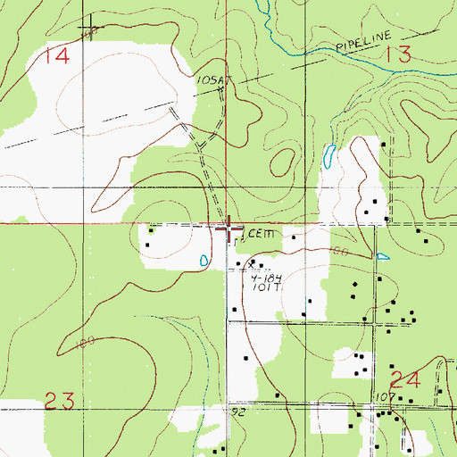 Topographic Map of Oretta Cemetery, LA