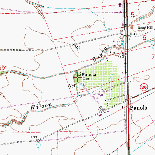 Topographic Map of Panola Cemetery, LA