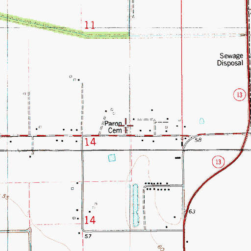 Topographic Map of Perron Cemetery, LA