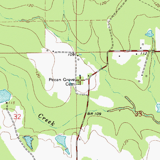 Topographic Map of Pecan Grove Cemetery, LA