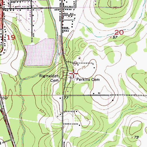 Topographic Map of Perkins Cemetery, LA