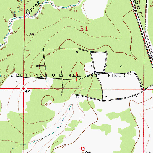 Topographic Map of Perkins Oil and Gas Field, LA