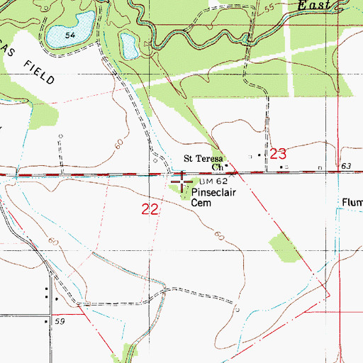 Topographic Map of Pinseclair Cemetery, LA
