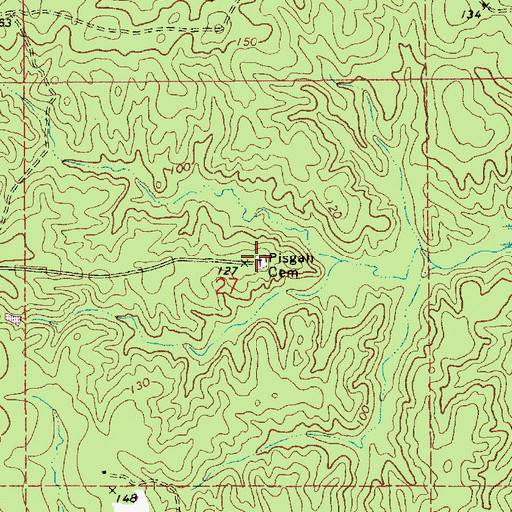 Topographic Map of Pisgah Cemetery, LA