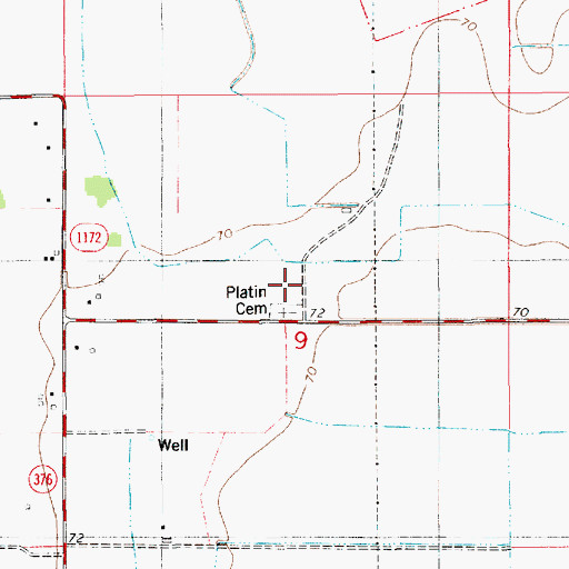 Topographic Map of Platin Cemetery, LA