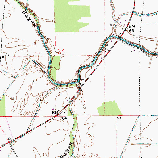 Topographic Map of Rattlesnake Bayou, LA
