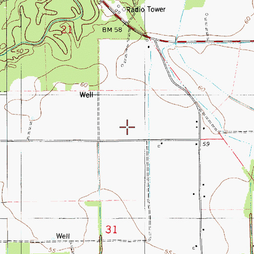 Topographic Map of Reddell Oil and Gas Field, LA