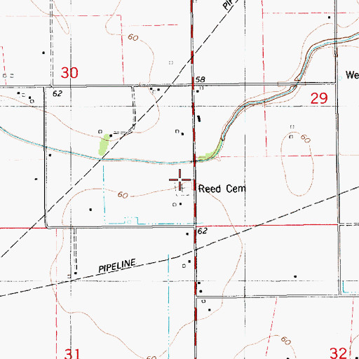 Topographic Map of Reed Cemetery, LA
