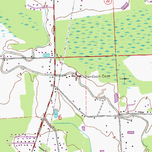 Topographic Map of Richardson Cemetery, LA