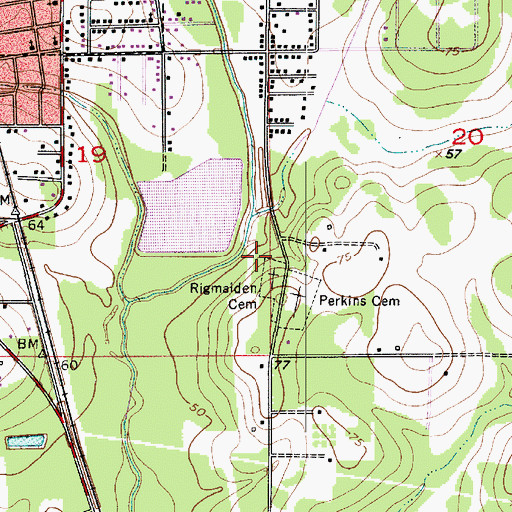 Topographic Map of Rigmaiden Cemetery, LA
