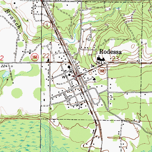 Topographic Map of Rodessa, LA