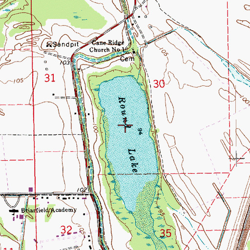 Topographic Map of Round Lake, LA