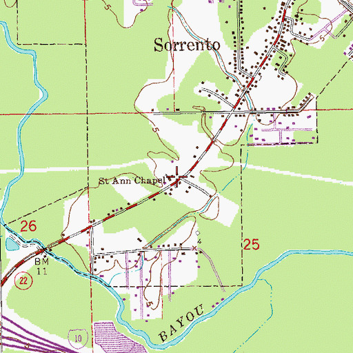 Topographic Map of Saint Ann Chapel, LA