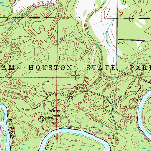 Topographic Map of Sam Houston State Park, LA