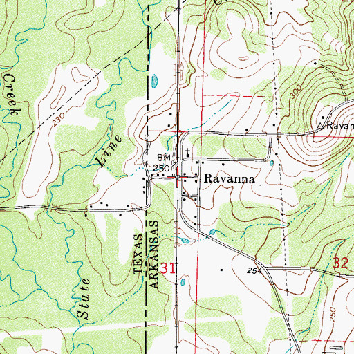 Topographic Map of Ravanna, AR