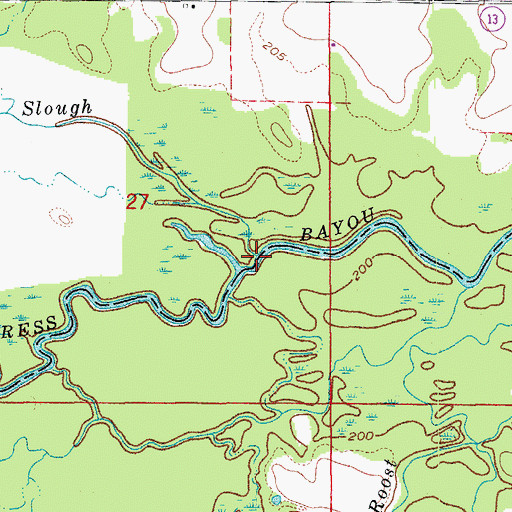 Topographic Map of Red Cut Slough, AR