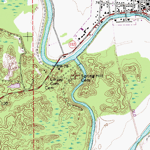 Topographic Map of Spring Hill Cemetery, LA