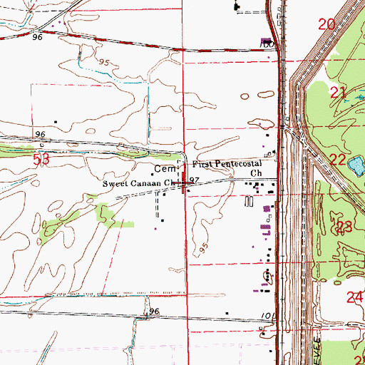 Topographic Map of Sweet Canaan Church, LA