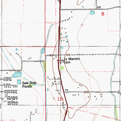 Topographic Map of Te Mamou Cemetery, LA