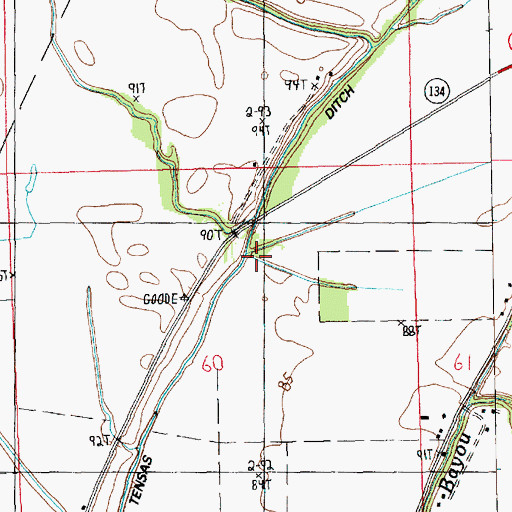 Topographic Map of Tensas Ditch, LA